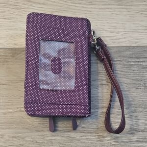 Thirty-One Purple Polka Dot Wristlet Wallet